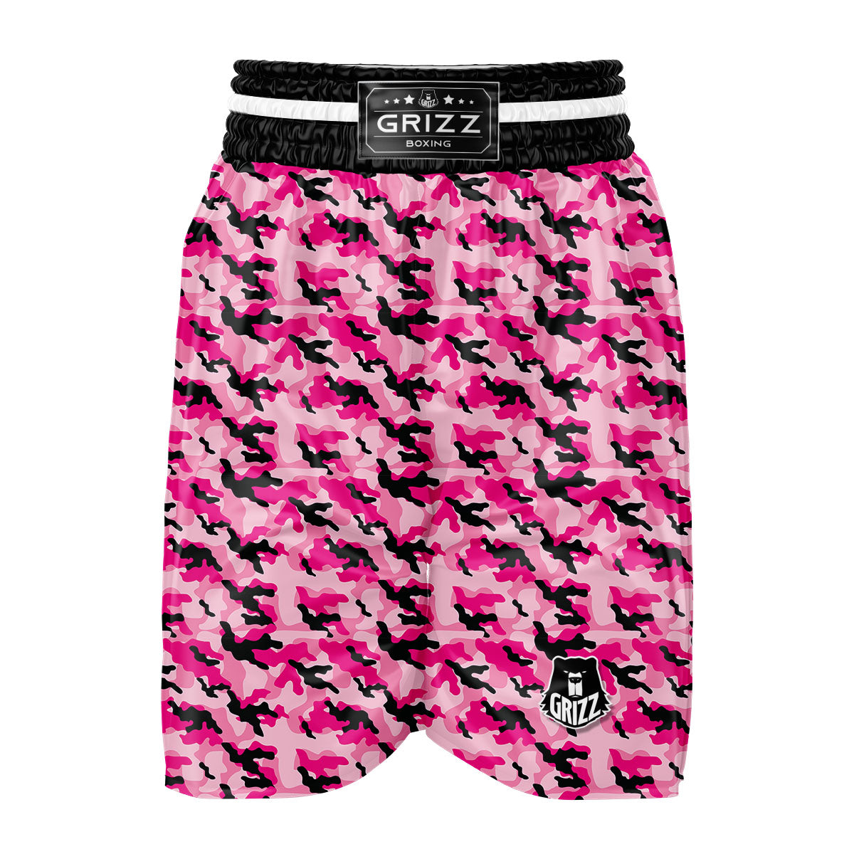 Camouflage Pink And Black Print Boxing Shorts-grizzshop