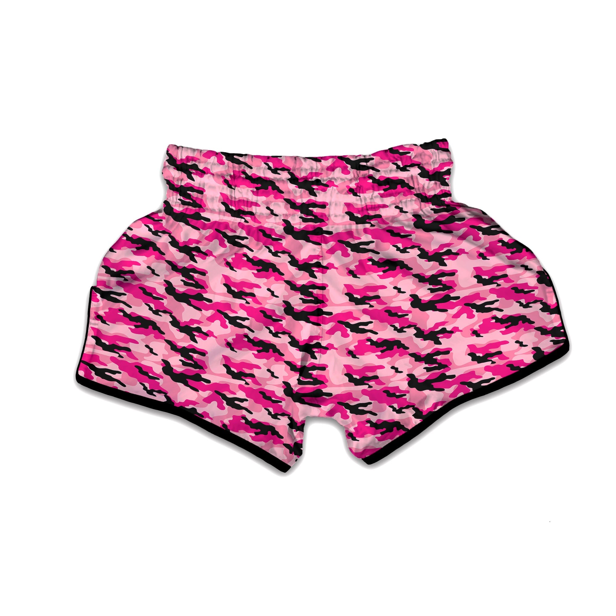 Camouflage Pink And Black Print Muay Thai Boxing Shorts-grizzshop