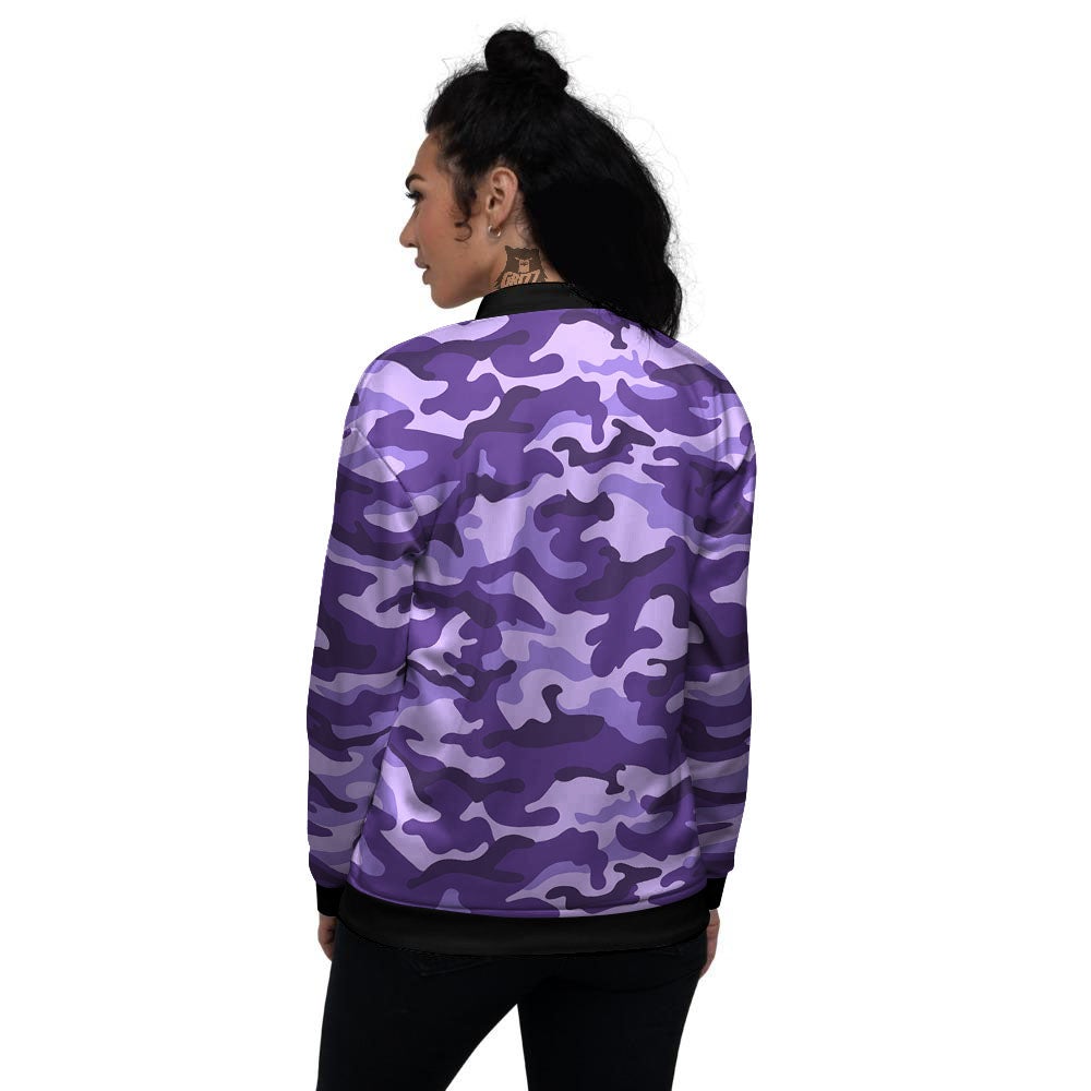 Camouflage Purple Print Pattern Women's Bomber Jacket-grizzshop