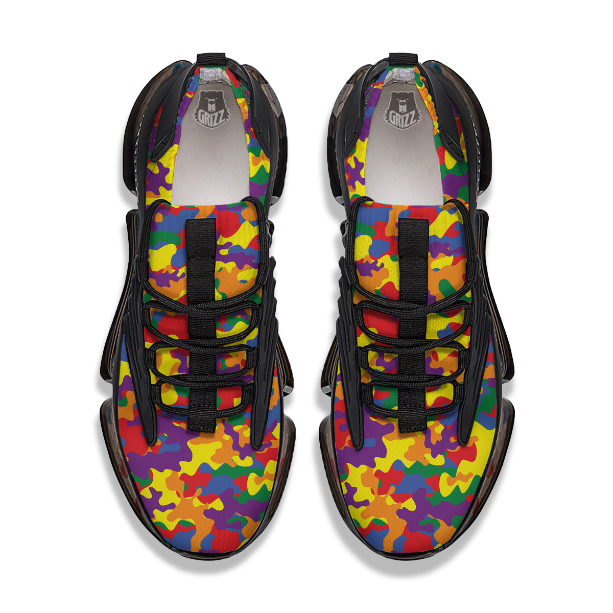 Camouflage Rainbow Print Black Gym Shoes-grizzshop