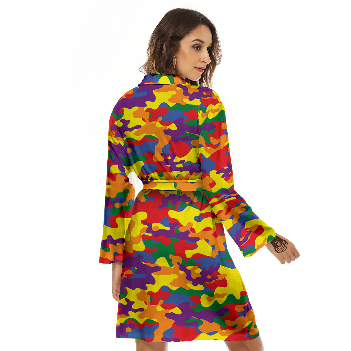 Camouflage Rainbow Print Women's Robe-grizzshop