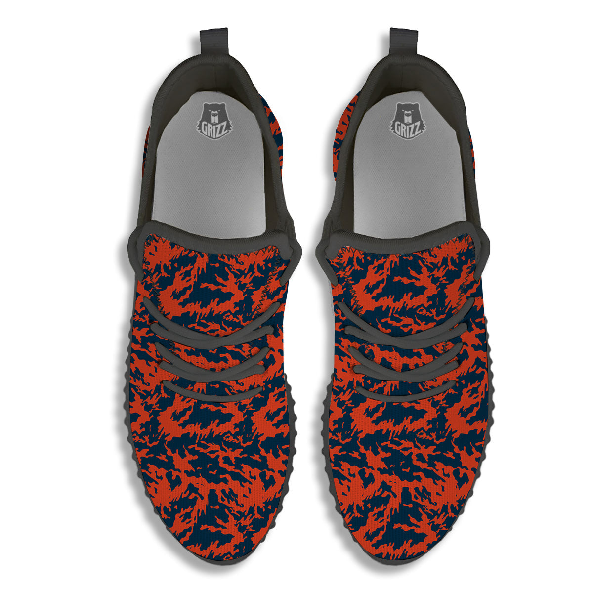 Camouflage Red Spots Print Pattern Black Walking Shoes-grizzshop