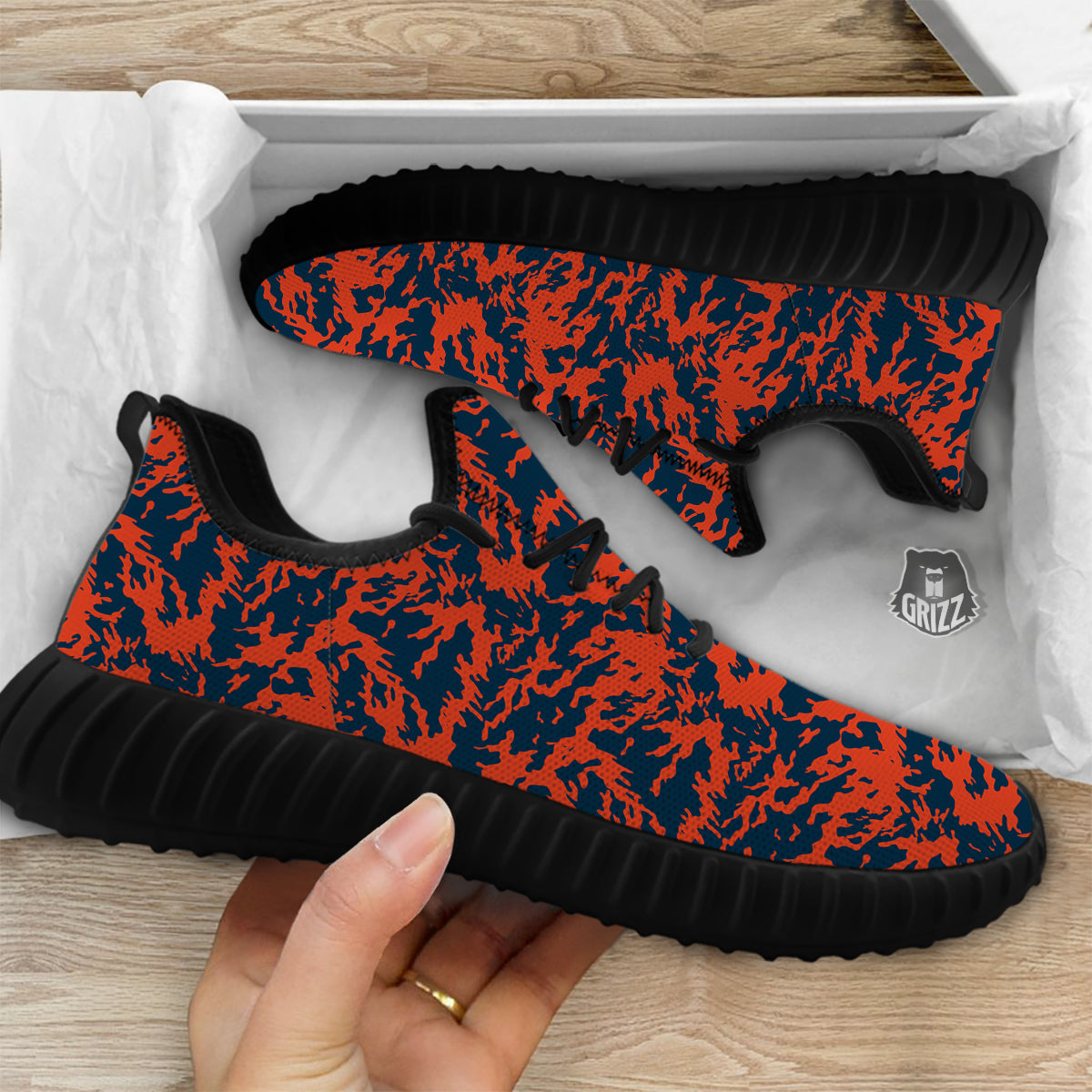 Camouflage Red Spots Print Pattern Black Walking Shoes-grizzshop