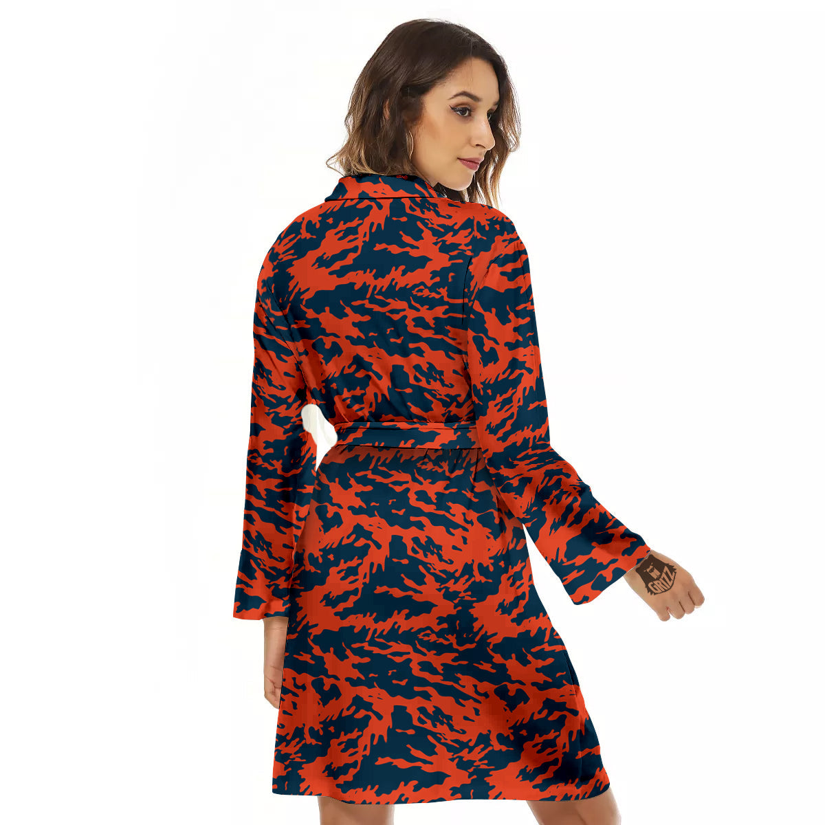 Camouflage Red Spots Print Pattern Women's Robe-grizzshop