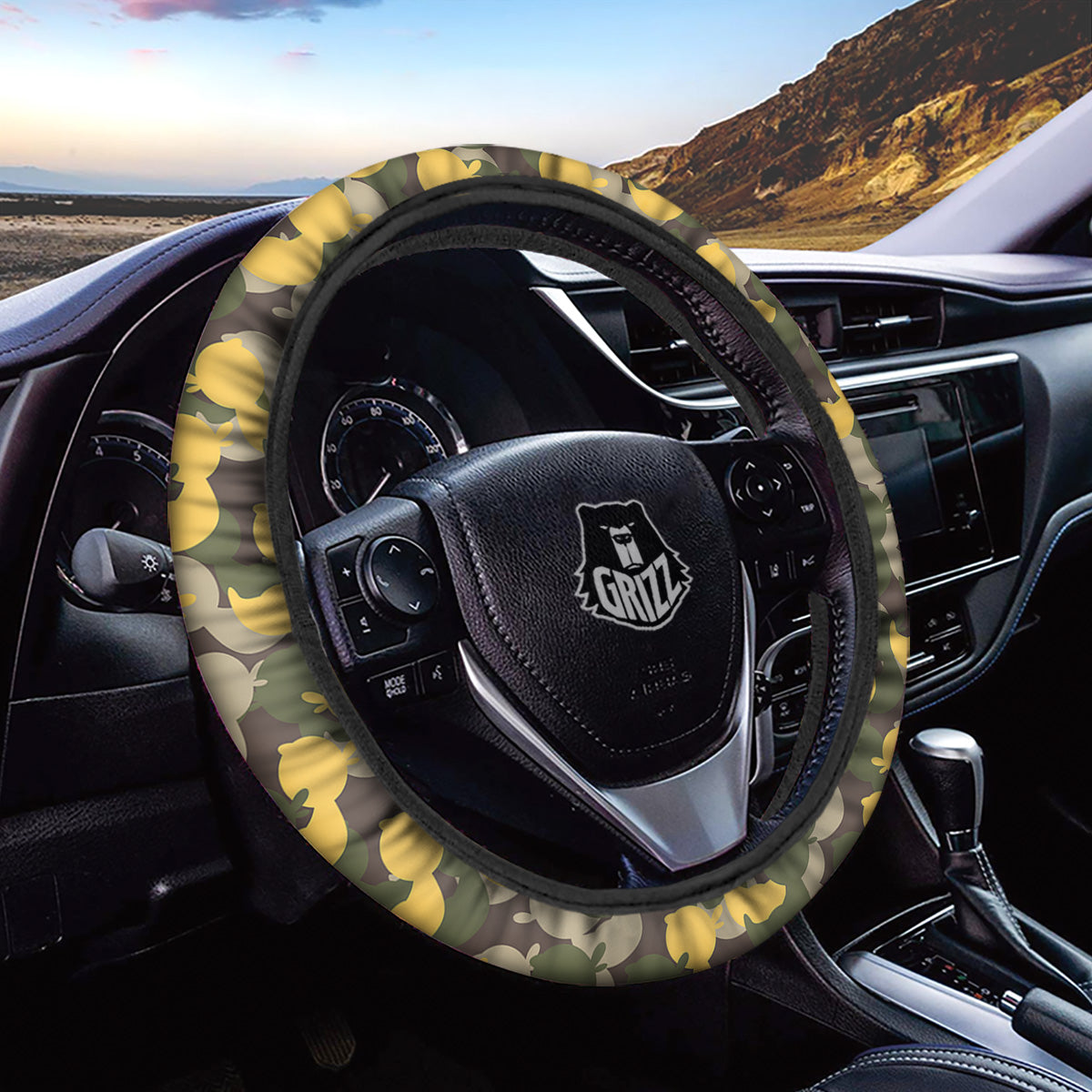 Camouflage Rubber Ducks Print Pattern Car Steering Wheel Cover-grizzshop