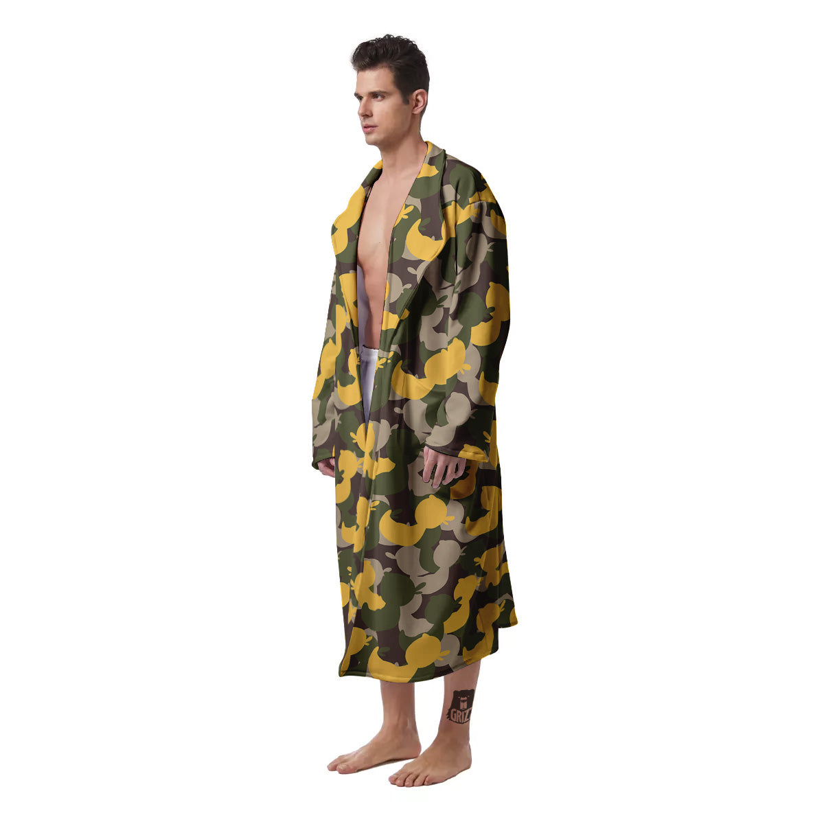 Camouflage Rubber Ducks Print Pattern Men's Robe-grizzshop