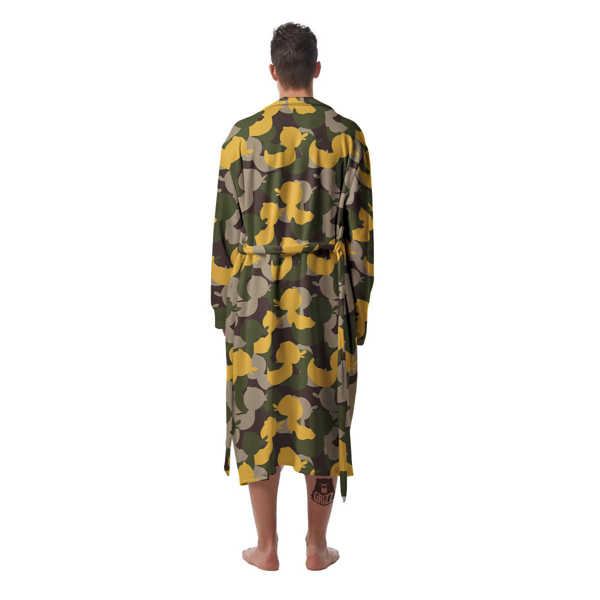 Camouflage Rubber Ducks Print Pattern Men's Robe-grizzshop