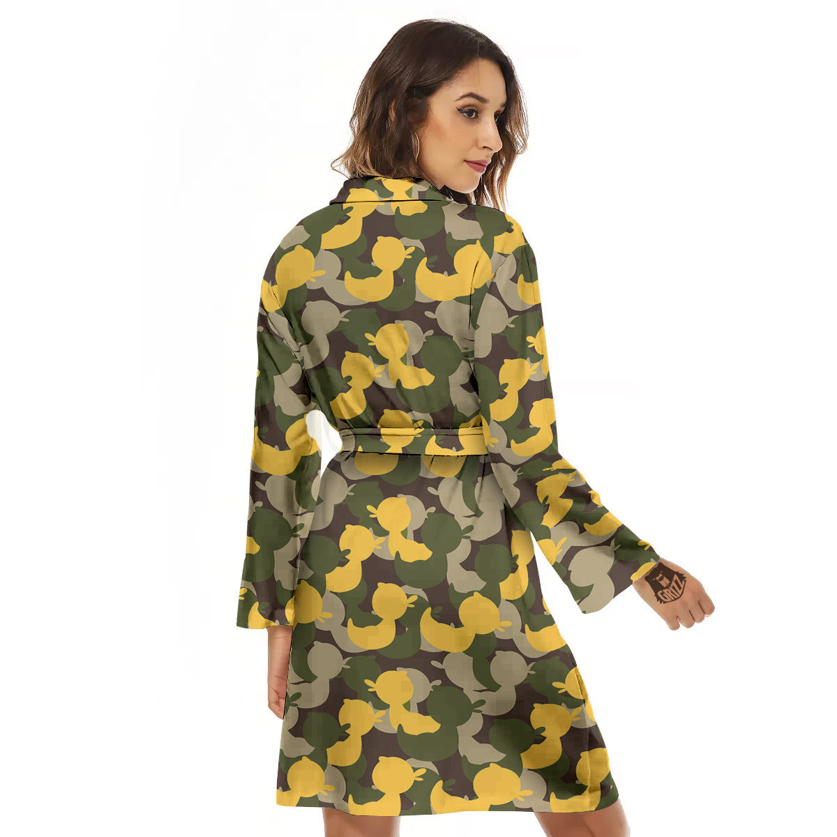 Camouflage Rubber Ducks Print Pattern Women's Robe-grizzshop