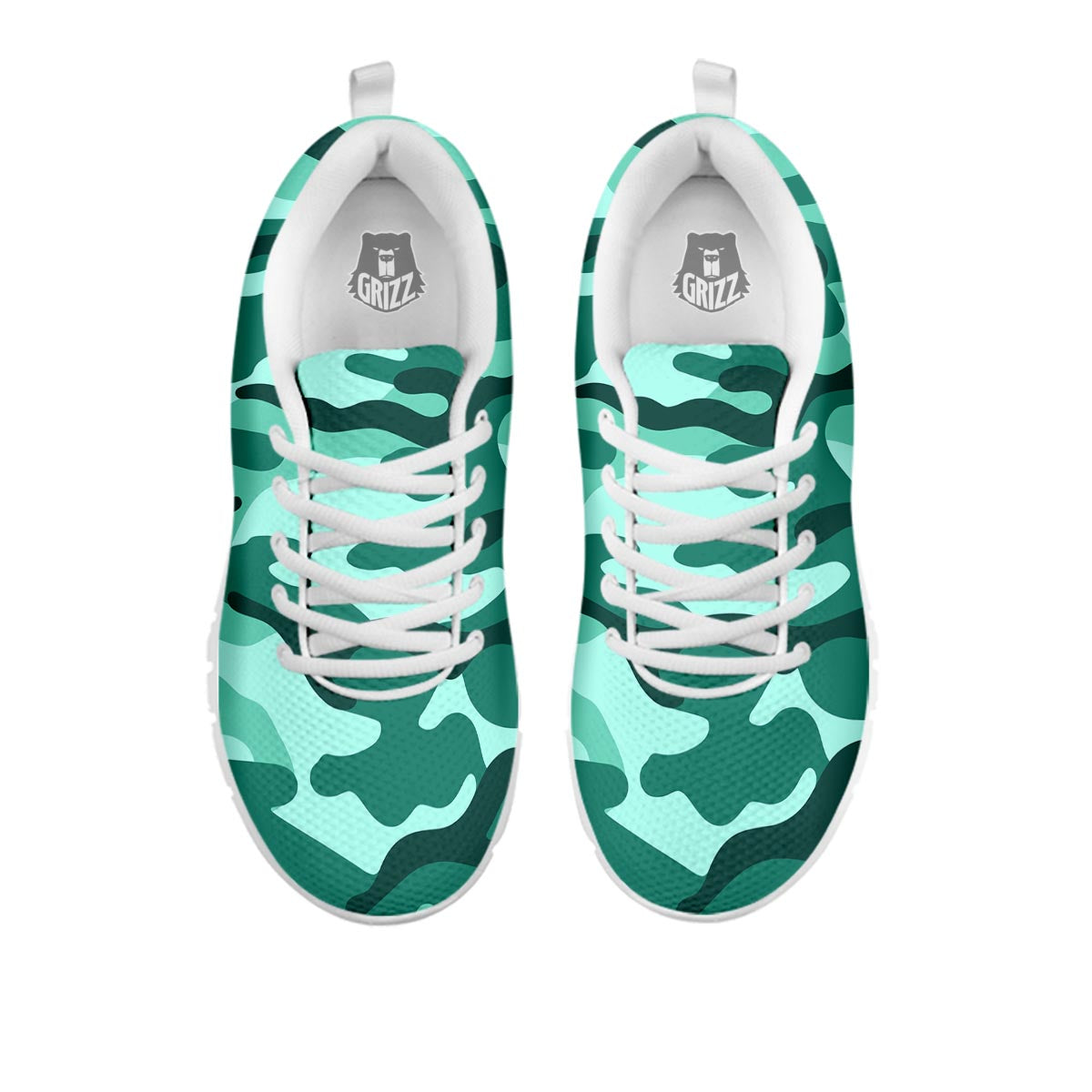 Camouflage Teal Print White Sneaker-grizzshop