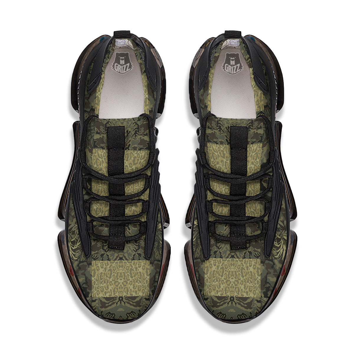 Camouflage Tropical And Leopard Print Pattern Black Gym Shoes-grizzshop
