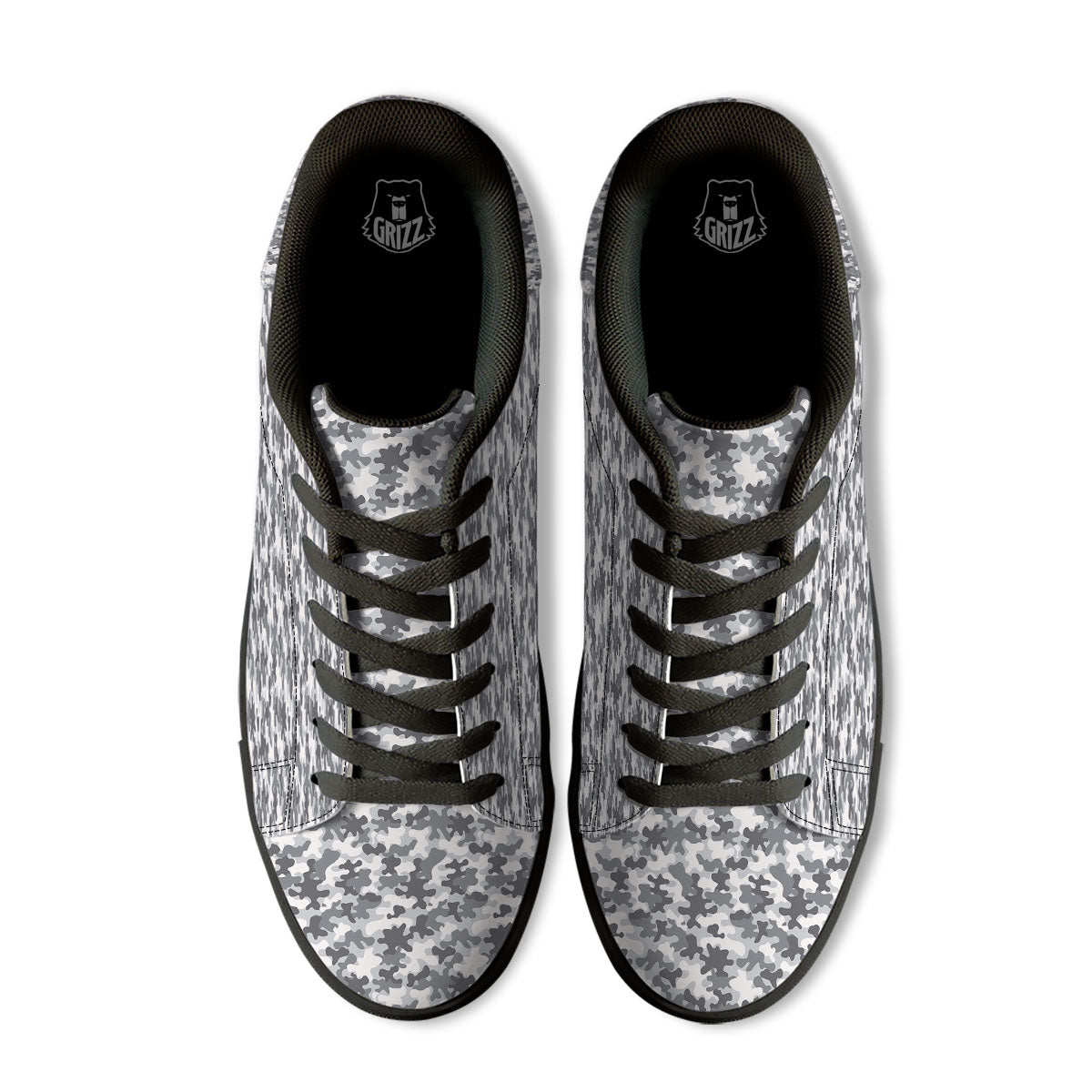 Camouflage White And Grey Print Black Low Top Sneakers-grizzshop
