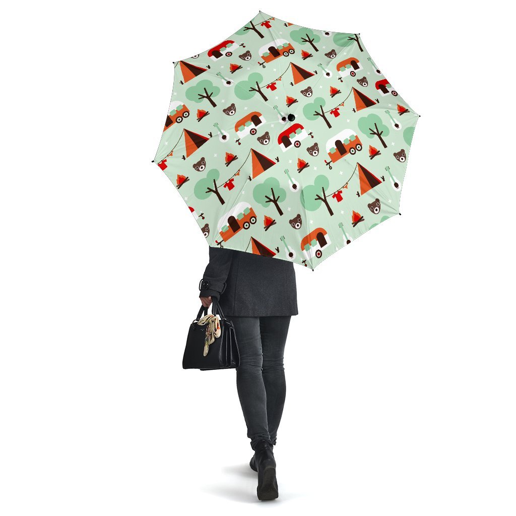 Camper Pattern Print Automatic Foldable Umbrella-grizzshop