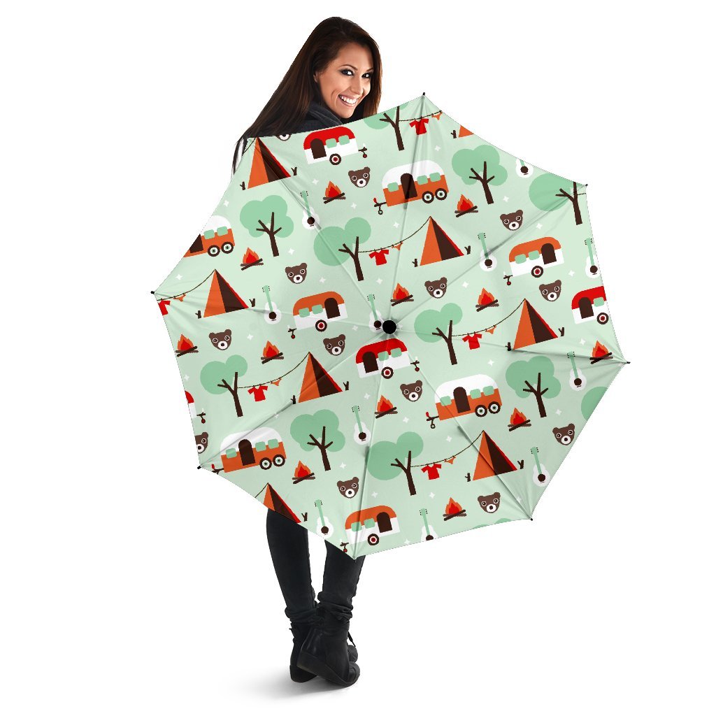 Camper Pattern Print Automatic Foldable Umbrella-grizzshop