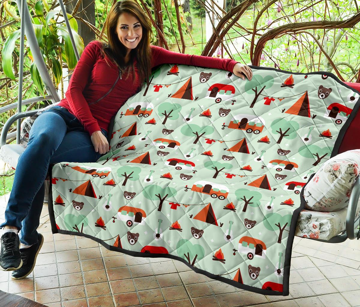 Camper Pattern Print Quilt-grizzshop