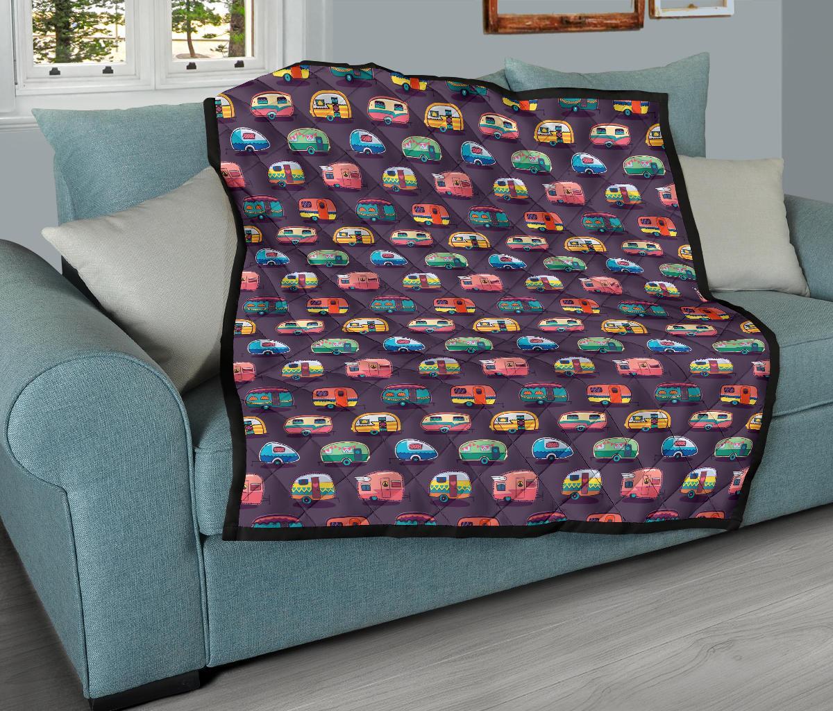 Camper Van Pattern Print Quilt-grizzshop