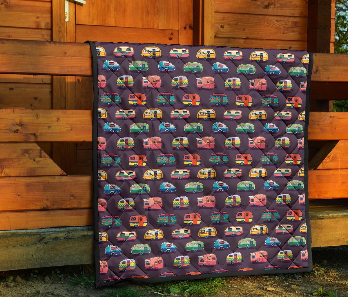Camper Van Pattern Print Quilt-grizzshop