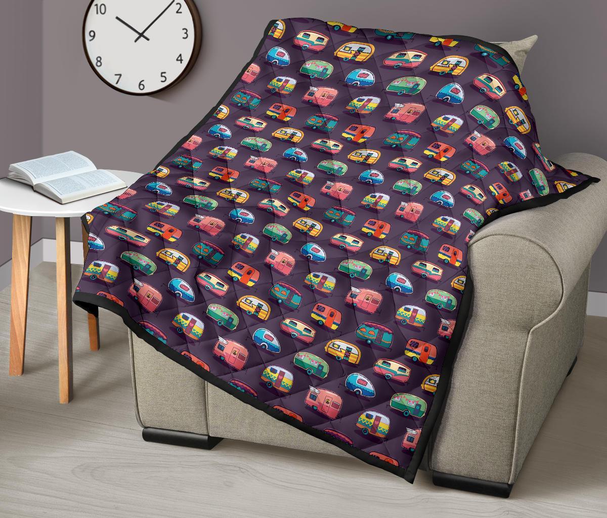 Camper Van Pattern Print Quilt-grizzshop