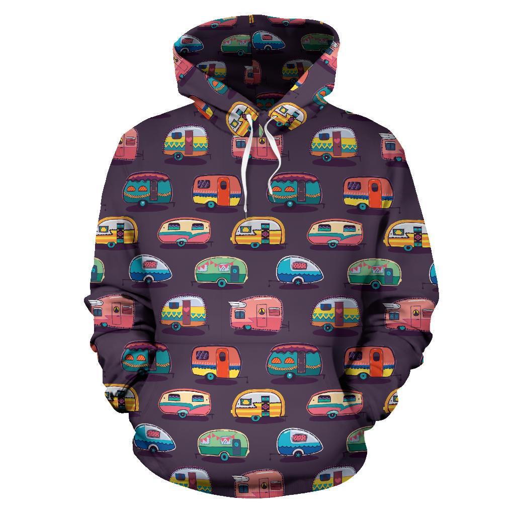 Camper Van Pattern Print Women Men Pullover Hoodie-grizzshop
