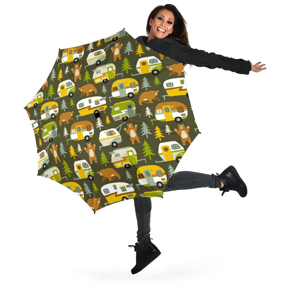 Camper Van Print Pattern Automatic Foldable Umbrella-grizzshop