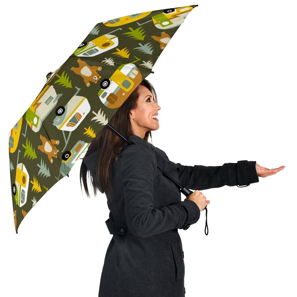 Camper Van Print Pattern Automatic Foldable Umbrella-grizzshop