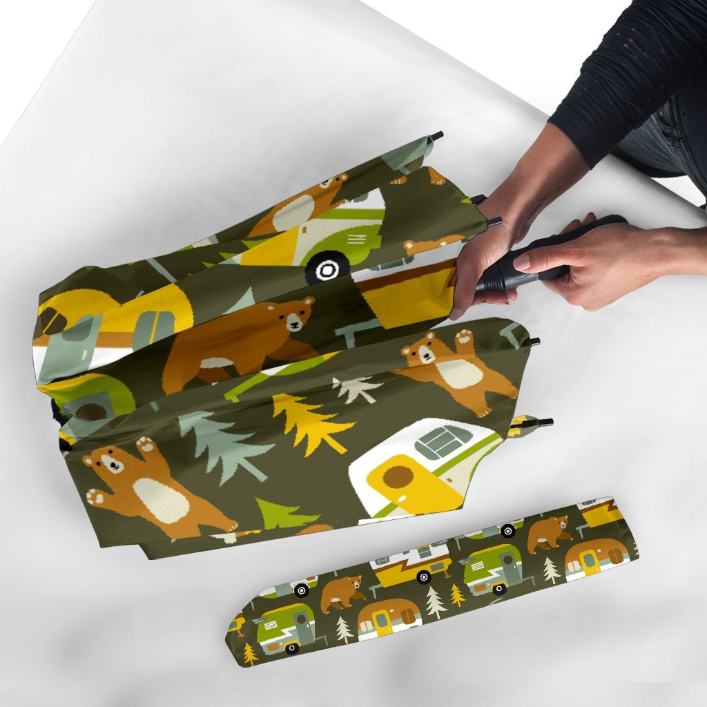 Camper Van Print Pattern Automatic Foldable Umbrella-grizzshop