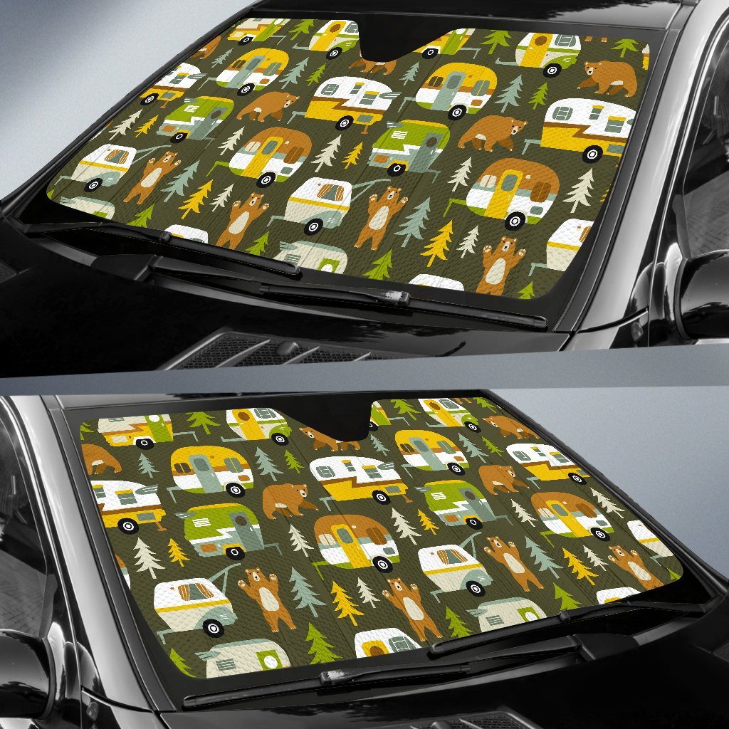 Camper Van Print Pattern Car Sun Shade-grizzshop