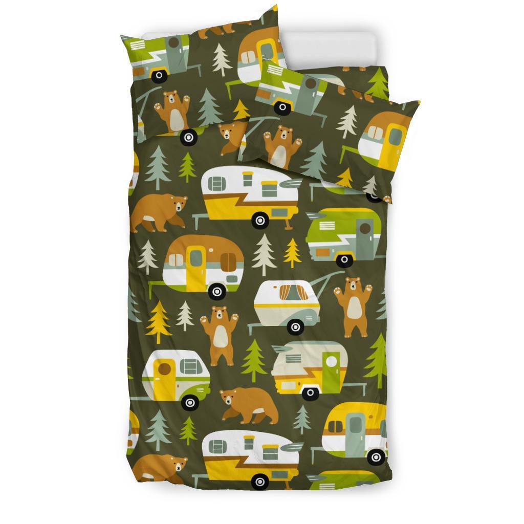 Camper Van Print Pattern Duvet Cover Bedding Set-grizzshop