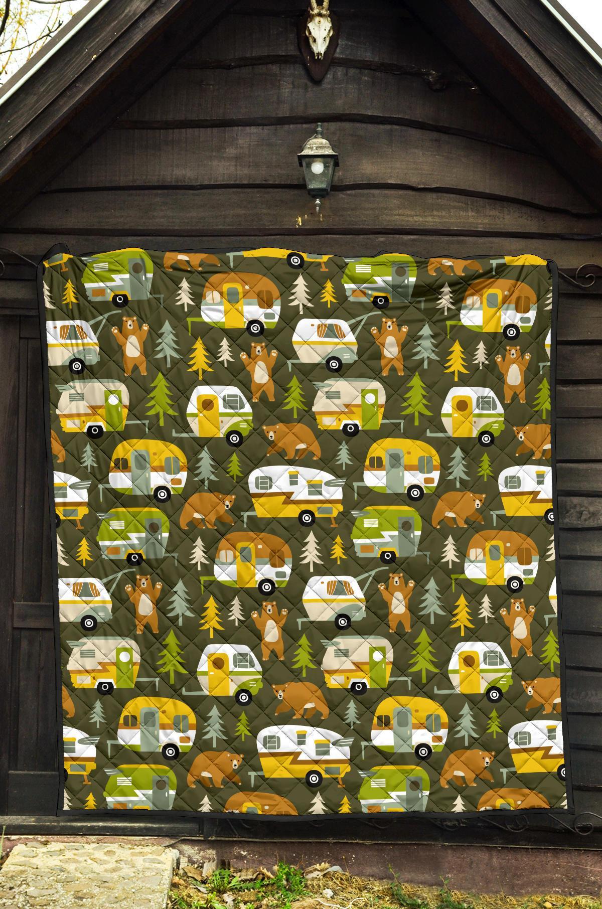 Camper Van Print Pattern Quilt-grizzshop