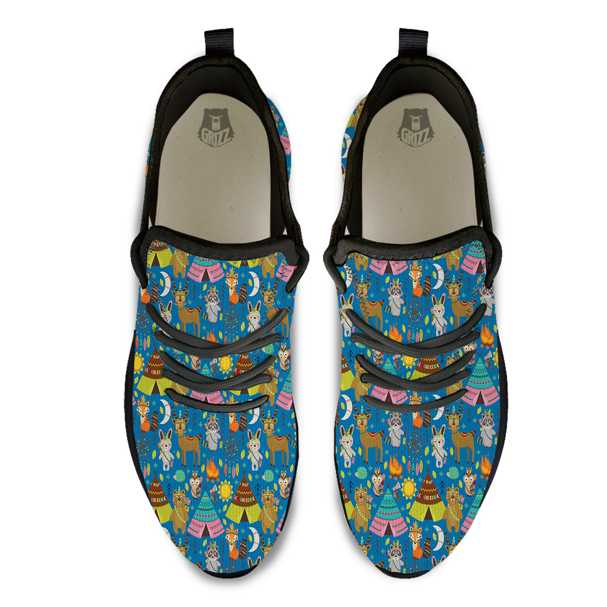 Camping Animal Print Pattern Black Athletic Shoes-grizzshop