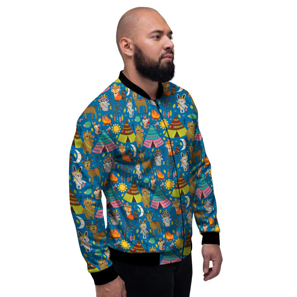 Camping Animal Print Pattern Men's Bomber Jacket-grizzshop
