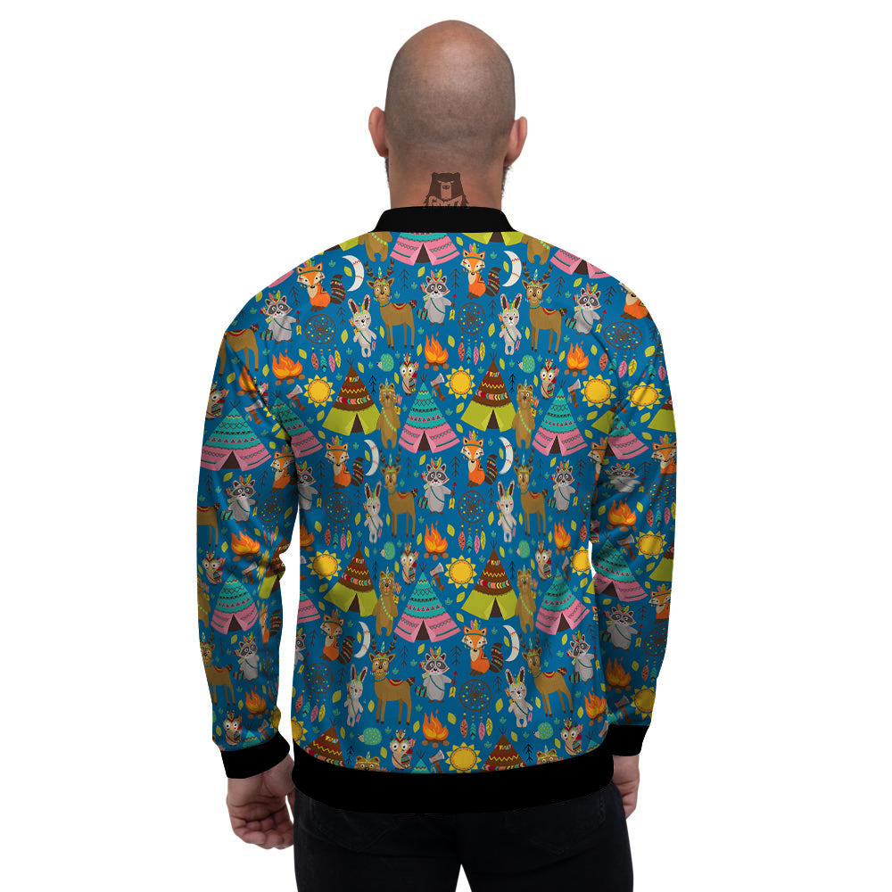Camping Animal Print Pattern Men's Bomber Jacket-grizzshop