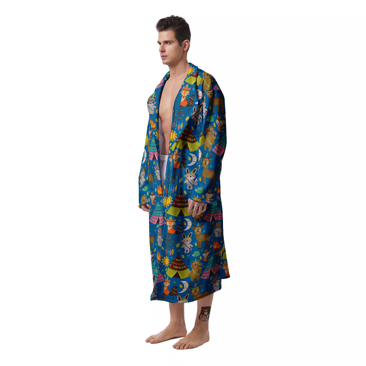 Camping Animal Print Pattern Men's Robe-grizzshop