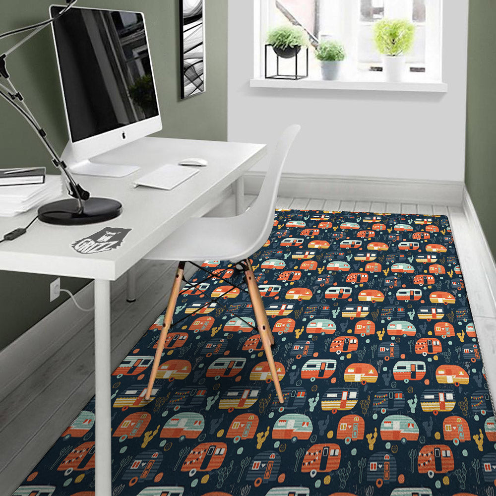 Camping Caravan Print Pattern Floor Mat-grizzshop