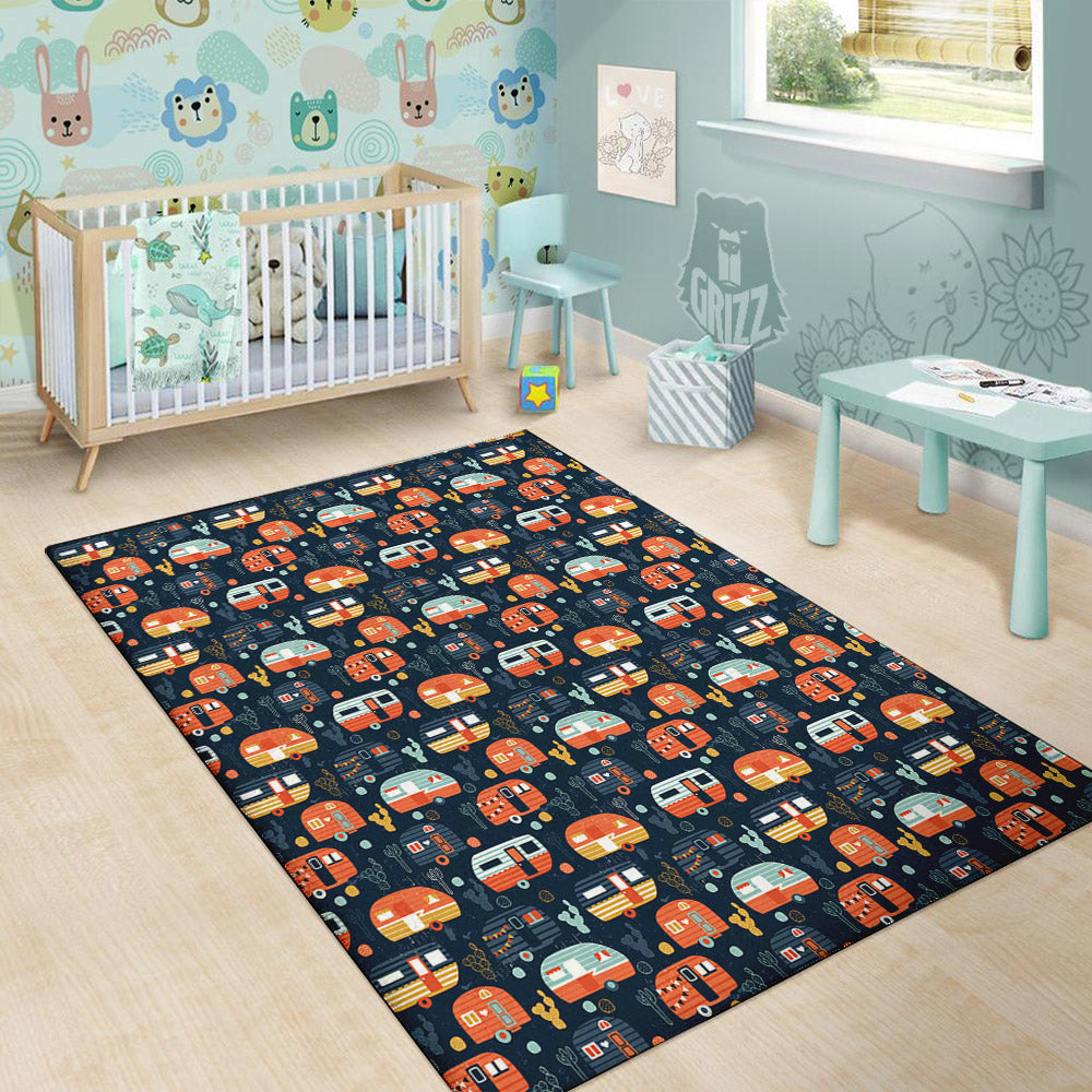 Camping Caravan Print Pattern Floor Mat-grizzshop