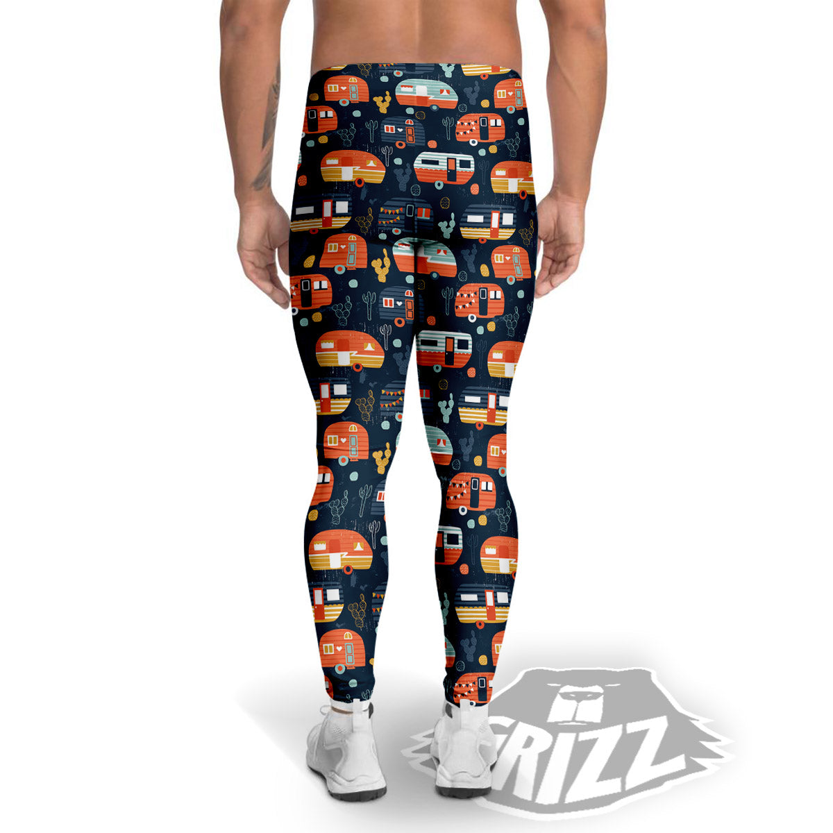 Camping Caravan Print Pattern Men's Leggings-grizzshop