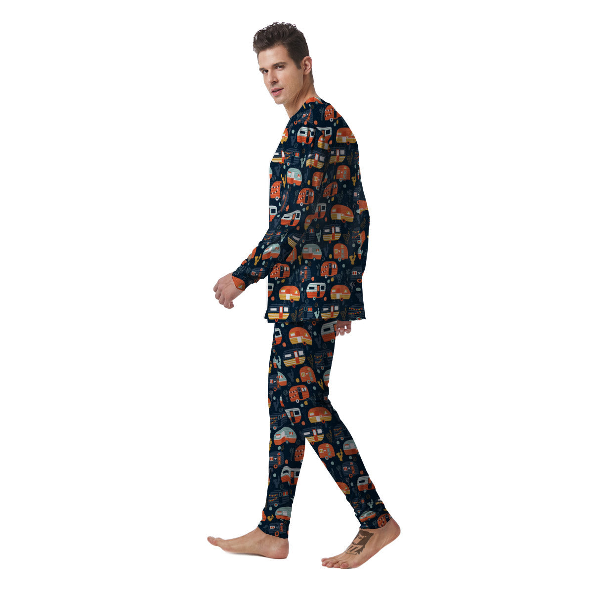 Camping Caravan Print Pattern Men's Pajamas-grizzshop