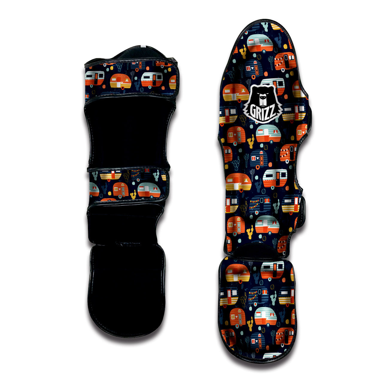 Camping Caravan Print Pattern Muay Thai Shin Guards-grizzshop