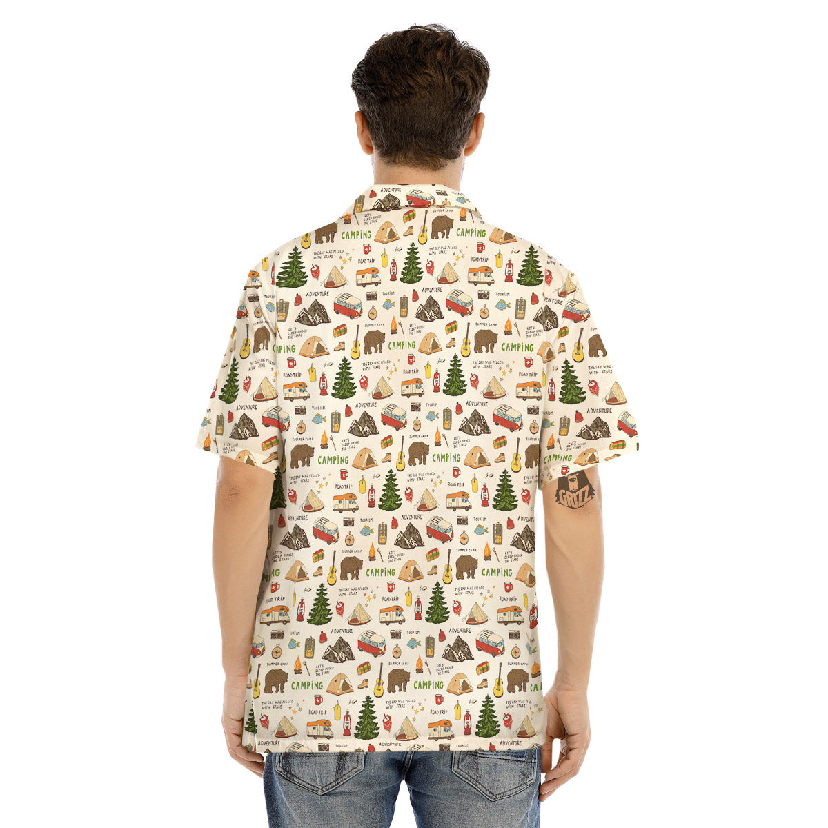 Camping Cartoon Print Pattern Men's Hawaiian Shirt-grizzshop