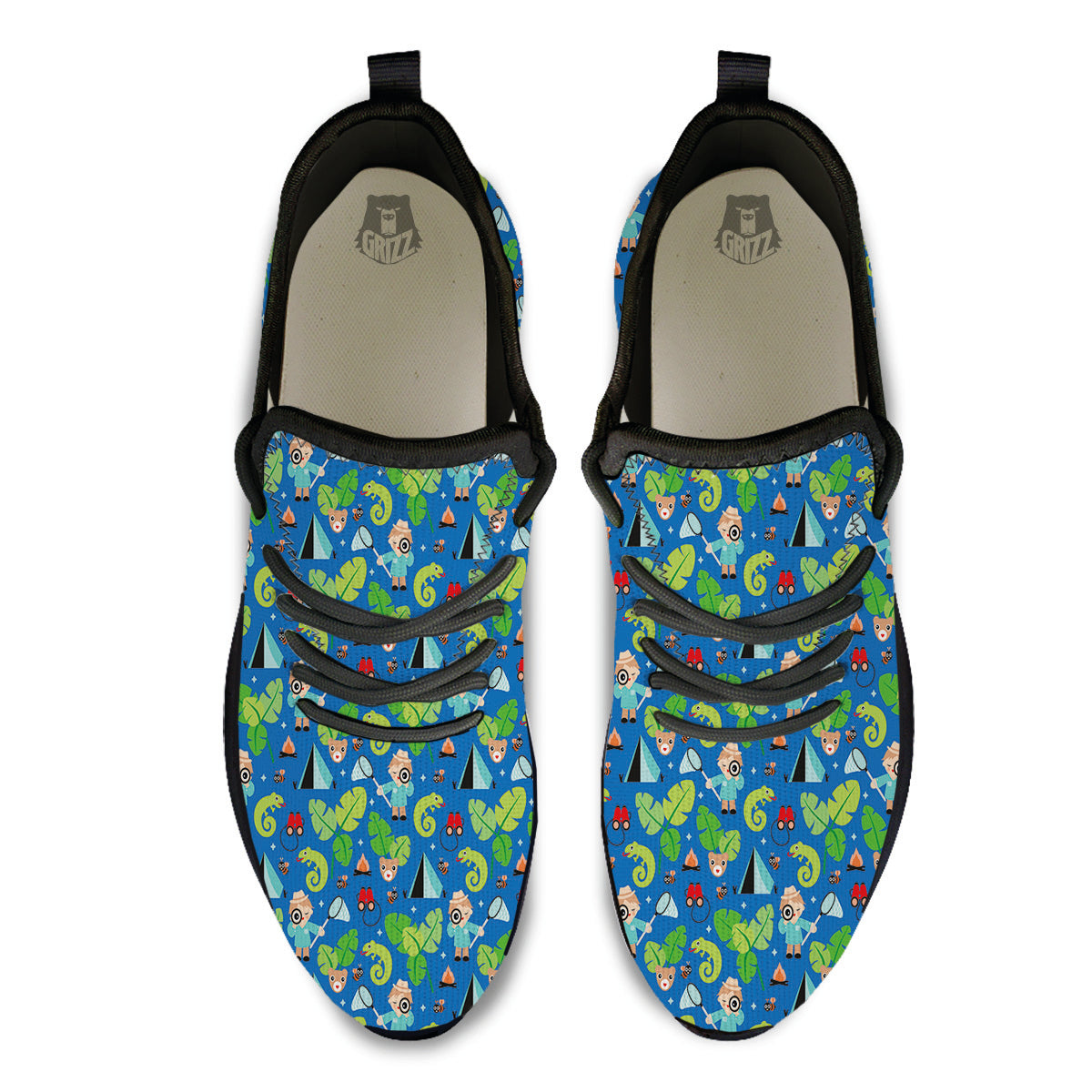 Camping Cute Print Pattern Black Athletic Shoes-grizzshop
