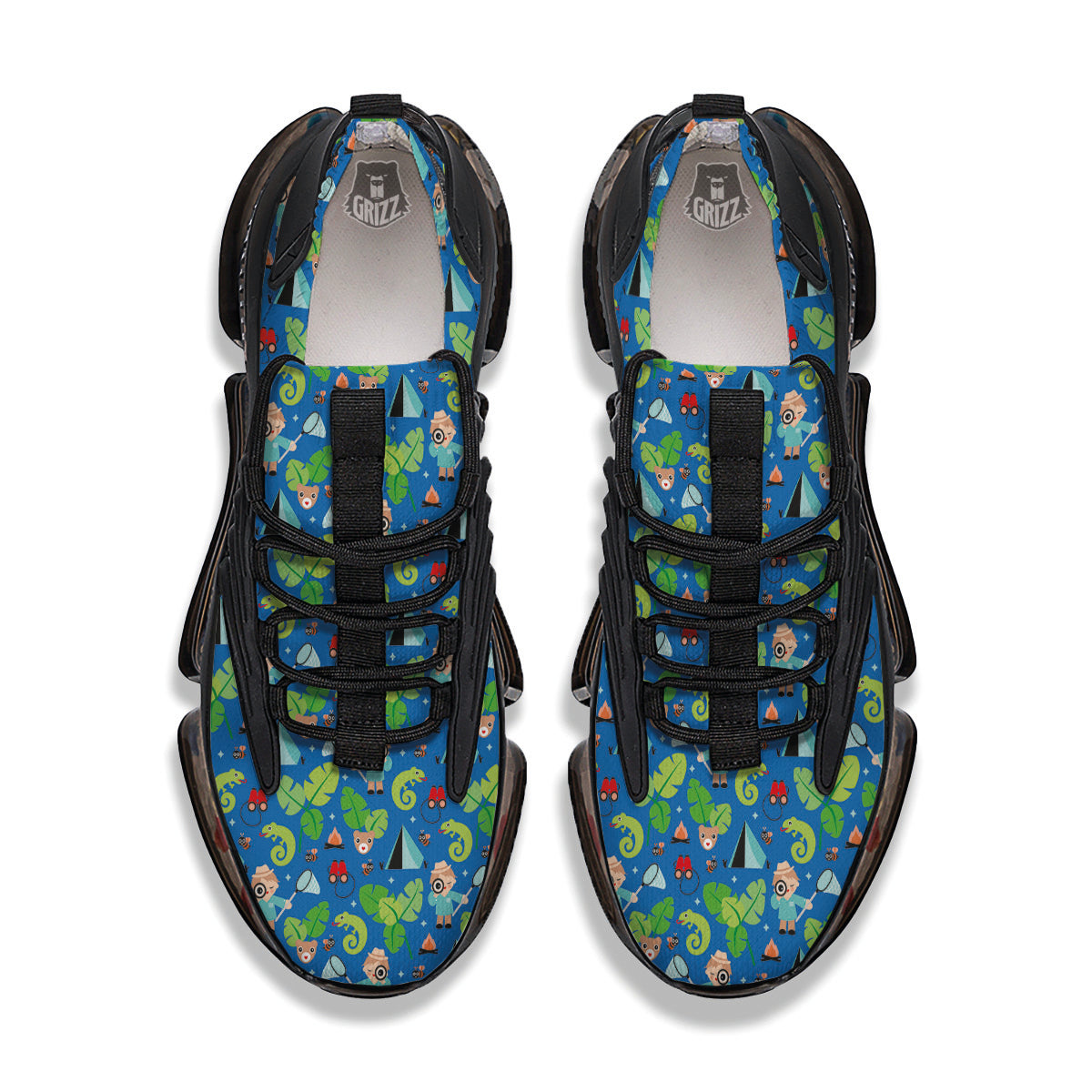 Camping Cute Print Pattern Black Gym Shoes-grizzshop