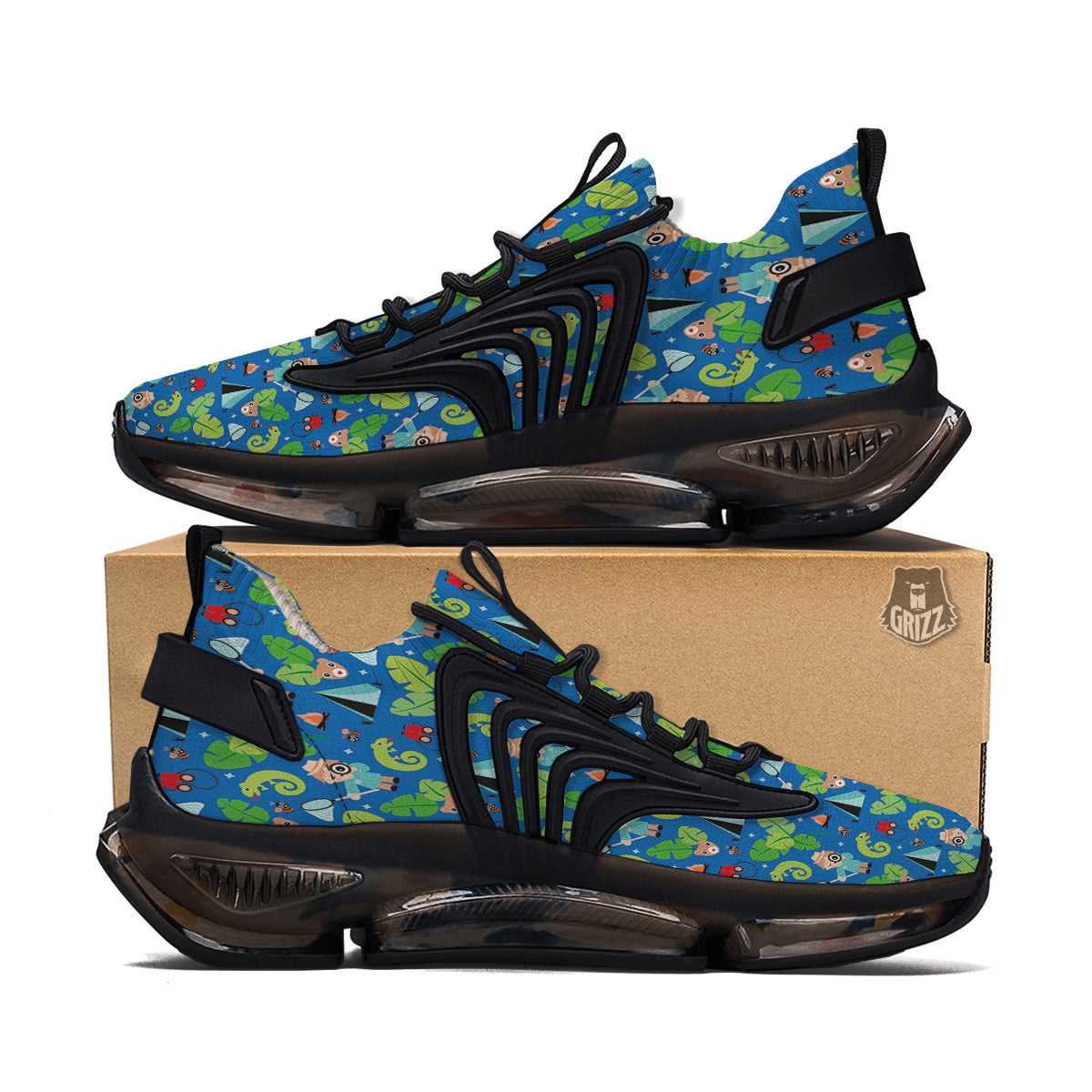 Camping Cute Print Pattern Black Gym Shoes-grizzshop