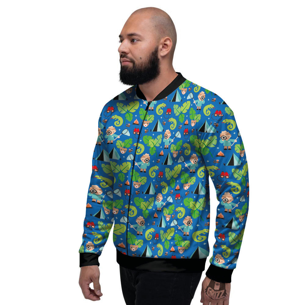 Camping Cute Print Pattern Men's Bomber Jacket-grizzshop
