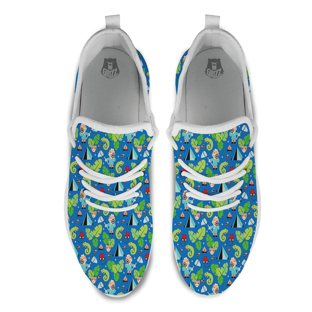 Camping Cute Print Pattern White Athletic Shoes-grizzshop