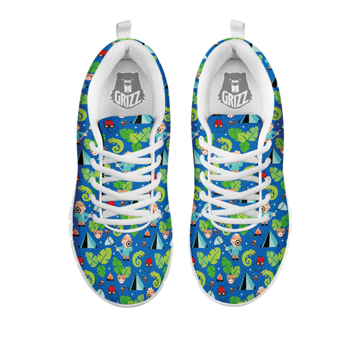 Camping Cute Print Pattern White Sneaker-grizzshop