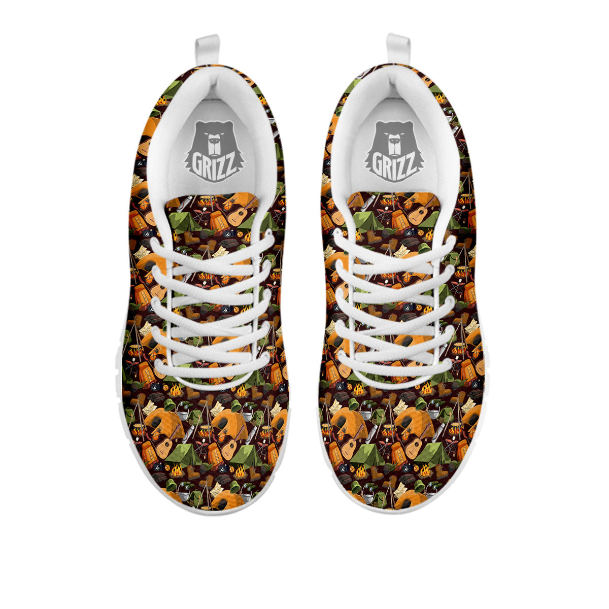 Camping Equipment Print Pattern White Sneaker-grizzshop