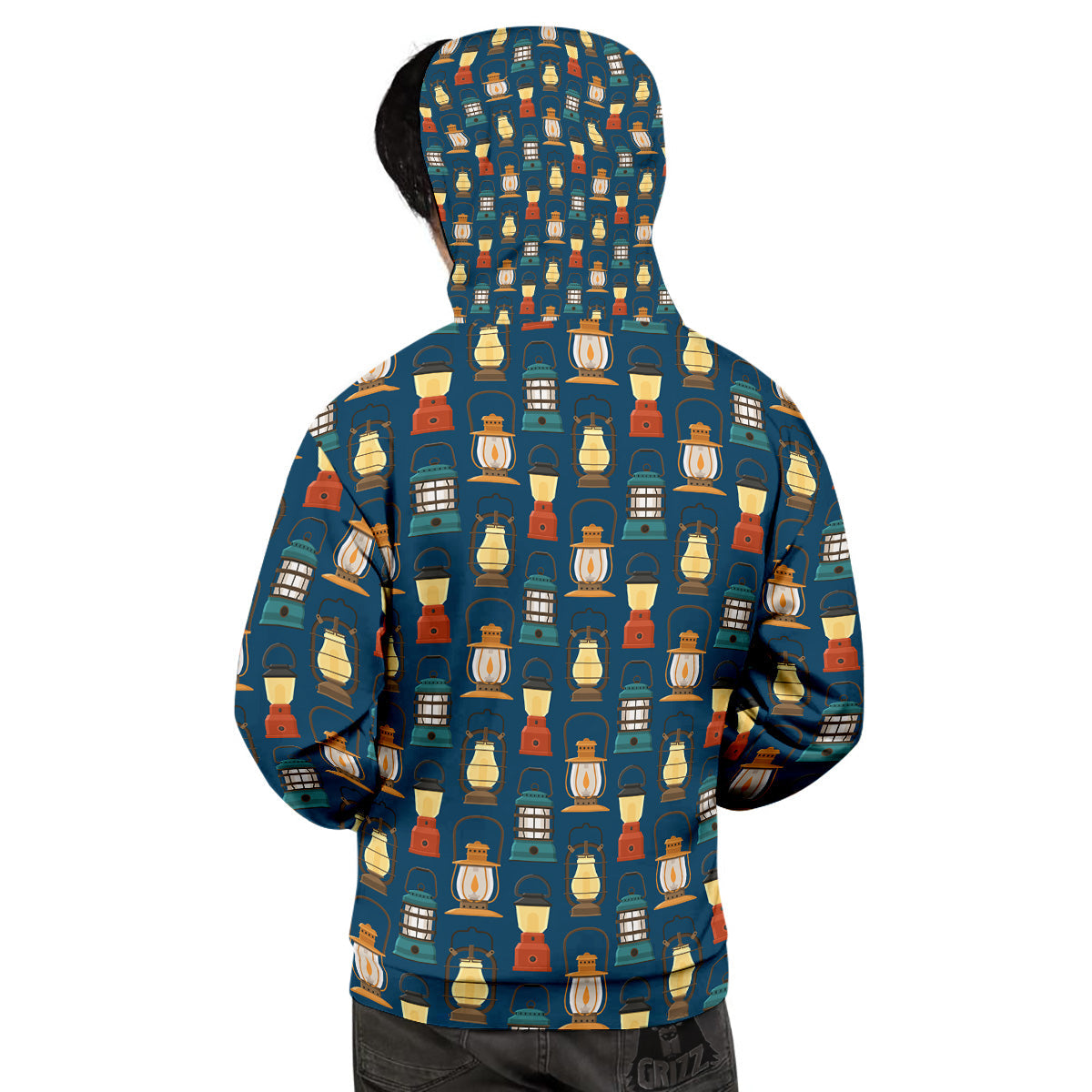 Camping Lantern Vintage Print Pattern Men's Hoodie-grizzshop