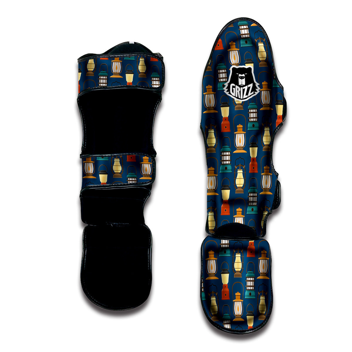 Camping Lantern Vintage Print Pattern Muay Thai Shin Guards-grizzshop