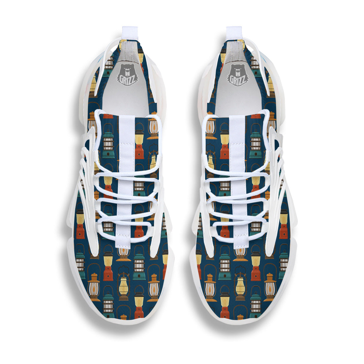 Camping Lantern Vintage Print Pattern White Gym Shoes-grizzshop