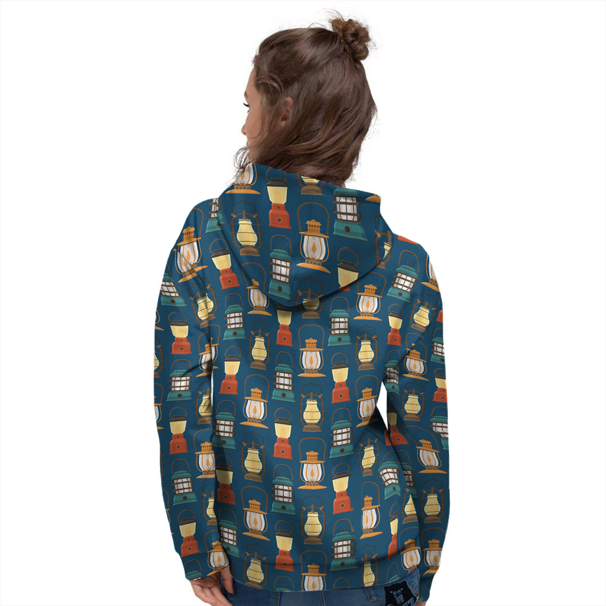 Camping Lantern Vintage Print Pattern Women's Hoodie-grizzshop