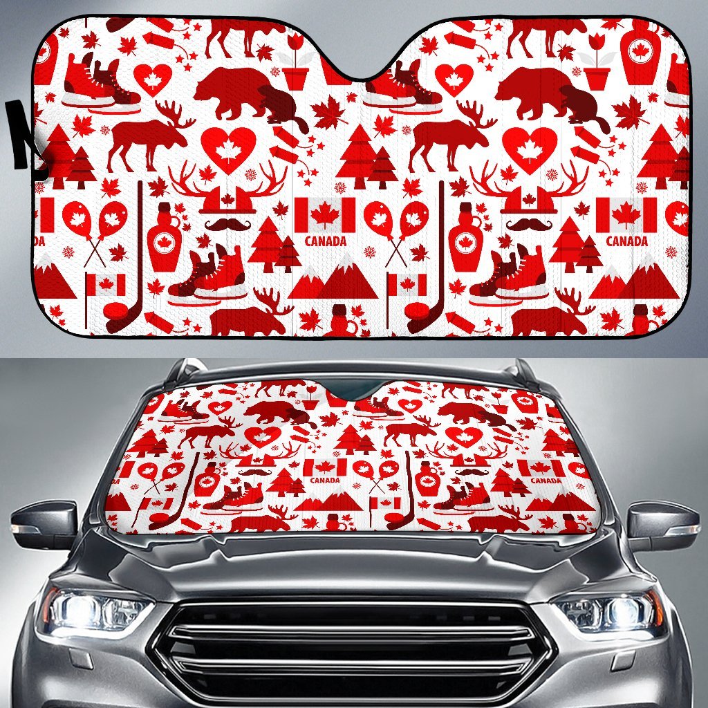 Canada Love Pattern Print Car Sun Shade-grizzshop